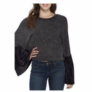 Free People Bell Sleeve Pullover Velvet Size Xs